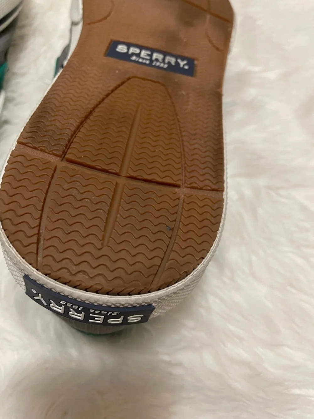 Sperry Halyard Green and Gray Canvas Boat Shoes 11.5